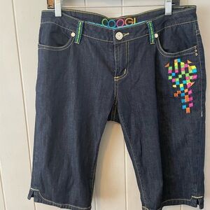 Coogi Bermuda Jean Shorts, Embroidered Denim, Size 13/14, Woman’s Vtg Y2K